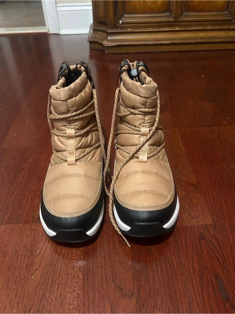 The North Face Tan & Black Women's Winter Puffer Boots